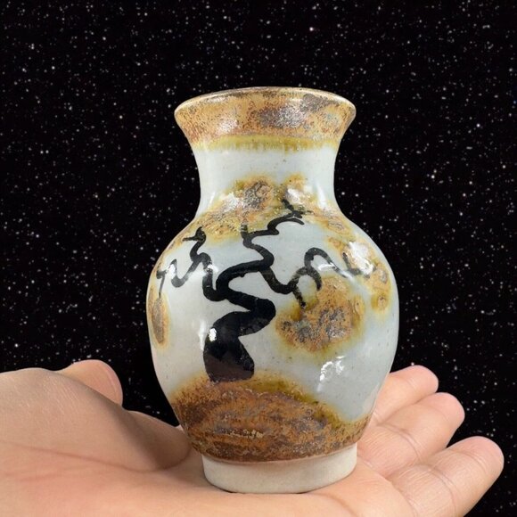 Mexico Pottery Bud Vase Tonala Hand Painted Bird Two Sided Tree Mexican Pottery - Picture 6 of 13